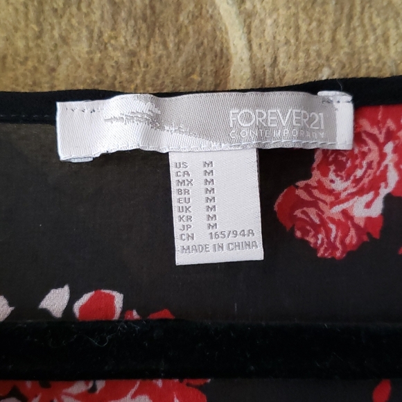 Forever 21 Black Sheer Blouse w/Red design - Picture 3 of 4